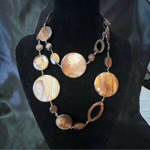 Stella & Dot Lovely Carved Stone Necklace With Wrapped Brass